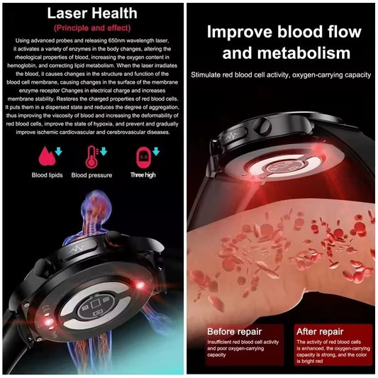 2025 New Laser Therapy ECG+PPG Smartwatch For Men Women