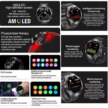 2025 New Laser Therapy ECG+PPG Smartwatch For Men Women
