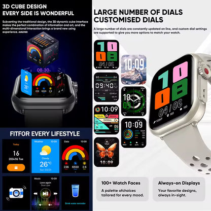 2025 New For Huawei Xiaomi Smart Watch Men Women 1.85-Inch HD AMOLED Full Touch Screen